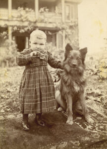 Albert John Froebe and dog, circa 1897